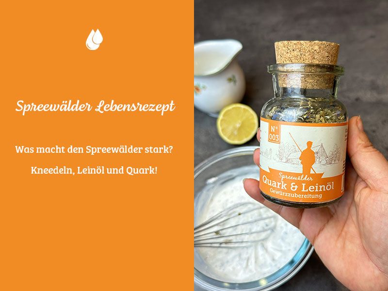 Quark Leinöl Gewürz Spruch