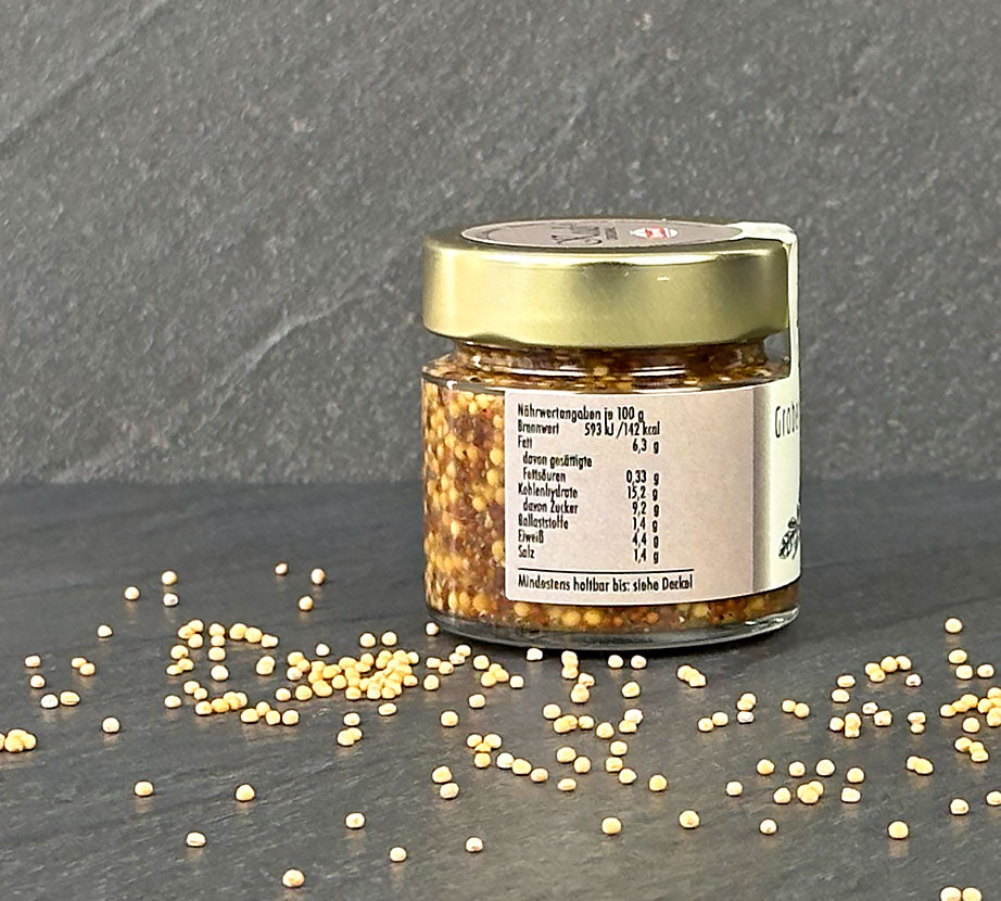 Grober Heinrich Senf 115 ml Glas Etikett