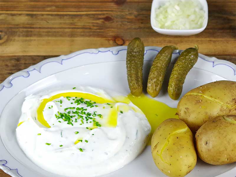Gericht Pellkartoffeln mit Quark und Leinöl