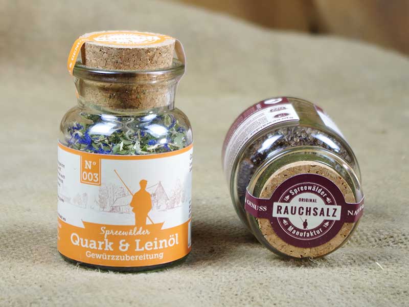 Spreewald Quark Leinöl Gewürz im Korkglas