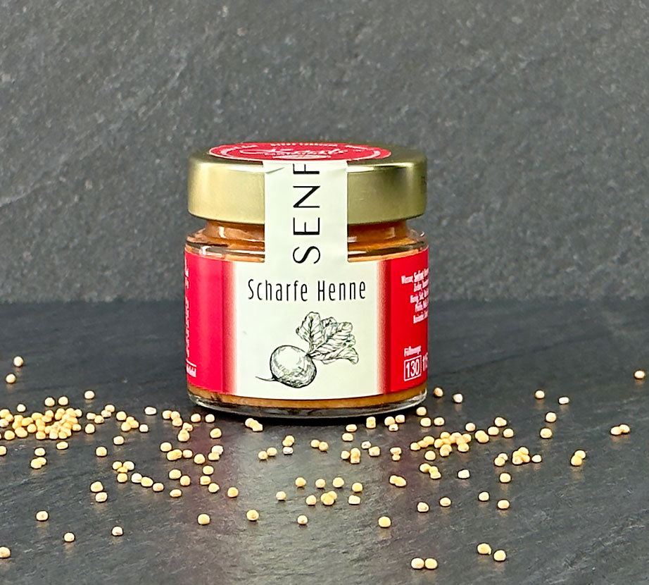 Scharfe Henne Senf 115 ml Glas