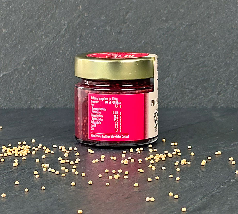 Preiselbeere Senf 115 ml Glas Etikett