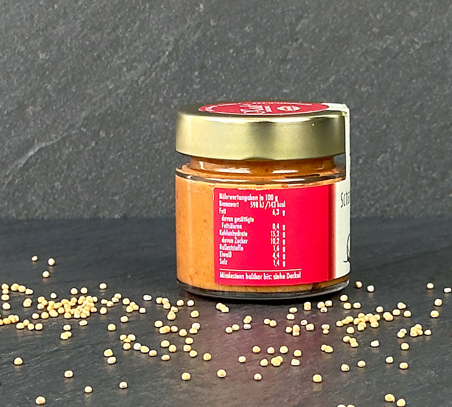 Scharfe Henne Senf 115 ml Glas Etikett