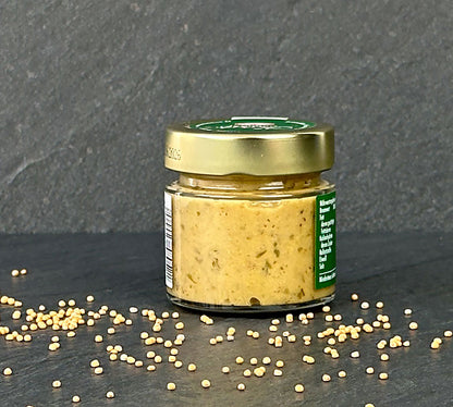 Wildkräuter Honig Senf 115 ml Glas Rückseite